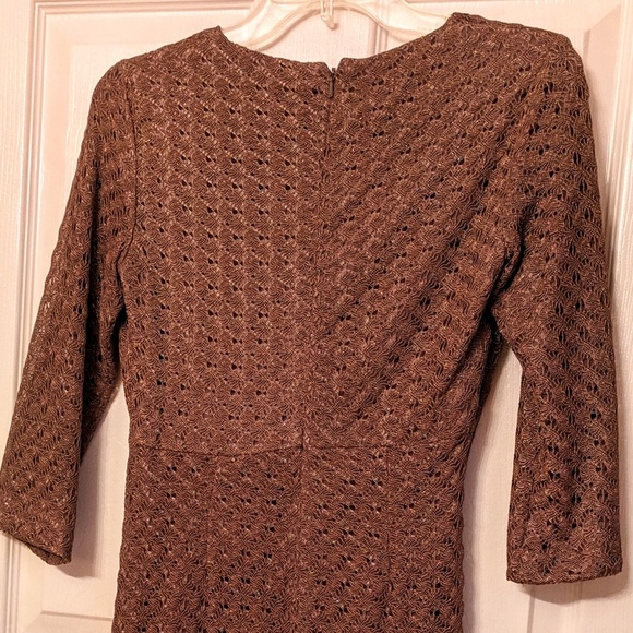 Jones NY Crochet Dress Size 2 Taupe Metallic - Picture 8 of 8